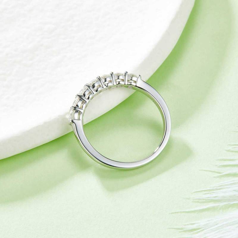 Seven Star Ring S925 Silver Plated Platinum Moissanite 70 Points D-Grade